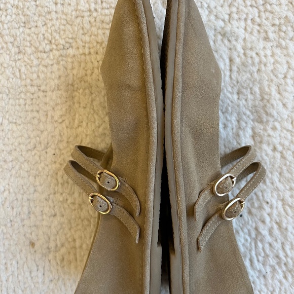 ZARA Women’s Suede Mary Jane Flats Tan Ballet/Mary Jane Shoes - Picture 3 of 4